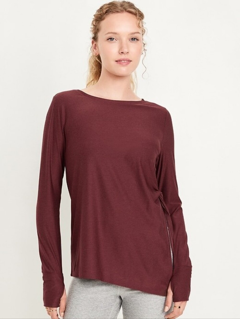 Old Navy Active Cloudmotion Go-Dry Size Sm Wine Long Sleeve Shirt Womens Stretch